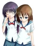  brown_hair hionhk long_hair multiple_girls onjouji_toki saki saki_achiga-hen school_uniform serafuku shimizudani_ryuuka short_hair tears 