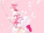 arya_(tianhua) bow bow_(weapon) bubble_skirt gloves hair_bow kaname_madoka magical_girl mahou_shoujo_madoka_magica md5_mismatch pink_eyes pink_hair short_hair short_twintails skirt smile solo twintails weapon 