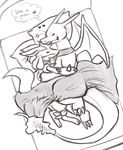  &lt;3 ambiguous_gender bed charizard english_text fire haychel hug lucario nintendo pillow pok&#233;mon pok&eacute;mon scarf sketch sleeping text video_games 