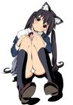  animal_ears black_hair blush brown_eyes cat_ears head_tilt k-on! long_hair nakano_azusa panties sakuragaoka_high_school_uniform school_uniform skirt solo suzuki24 twintails underwear upskirt white_panties 