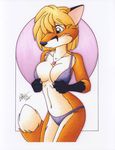  bra canine clothed clothing female fox mammal michele_light panties skimpy solo underwear 