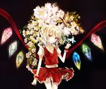  bad_id bad_pixiv_id black_background blonde_hair bug butterfly flandre_scarlet flower insect large_wings looking_at_viewer no_hat no_headwear prino_hawell red_eyes short_hair side_ponytail simple_background skirt skirt_set solo touhou wings wrist_cuffs 