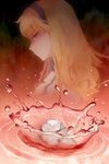  blonde_hair gilse hairband linia_pacifica long_hair lowres red_eyes reflection smile solo splashing sword_girls water 