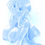  blue_eyes blue_hair breasts core goo_girl large_breasts looking_at_viewer monster_girl nipples nude original smile solo tanpopo_hayabusa-maru 