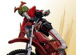  dias-tajima ground_vehicle highres horn kabutolaw_(kamen_rider) kamen_rider kamen_rider_stronger kamen_rider_stronger_(series) male_focus motor_vehicle motorcycle riding scarf solo 