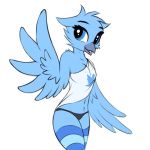  2019 anthro avian beak bird blue_eyes breasts butt colored feathers meme solo tweetfur twiren twitter 