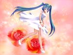  dress flower hatsune_miku highres long_hair mikumikudance rose solo vocaloid vocaloid_(tda-type_ver) yunagi_(ektyr_y) 