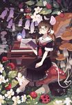  animal_ears bf._(sogogiching) bird book brown_eyes brown_hair bug dress flower glasses insect instrument ladybug mouse_ears mouse_tail mushroom original piano school_uniform solo tail twintails 