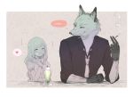  &lt;3 anthro blush canine cherry child cigarette clothed clothing desserts duo eating elf english_text eyes_closed female food fox fruit happy humanoid male mammal pointy_ears ropang size_difference smile smoking spoon suit text young 