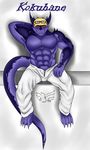  biceps clothing eyewear gengar ghost glasses hat hunter kokuhane kokuhane_(character) male muscles nintendo pants pecs pok&#233;mon purple purple_body red_eyes solo spirit topless video_games 