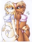  absurd_res anthro cat clothed clothing duo feline female hand_holding hi_res lesbian mammal michele_light pinup pose skimpy 