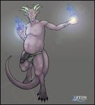  anthro demon dragon genitalia glowing horn humanoid_penis magic magic_user male mayer0 penis red_eyes solo 