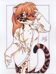  &lt;3 clothed clothing cute feline female hair jaguar looking_at_viewer mammal michele_light panties red_hair skimpy solo underwear 