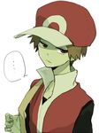  1boy baseball_cap brown_hair hat looking_at_viewer male_focus pokemon pokemon_(game) pokemon_frlg red_(pokemon) red_(pokemon_frlg) serious solo tomtomjm 