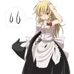  armpits black_dress blonde_hair blush bow braid dress female hair_bow hand_on_head hat hat_removed headwear_removed kirisame_marisa open_mouth s-syogo solo tears torn_clothes touhou wink witch witch_hat yellow_eyes 
