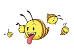  antennae arthropod bee bees boo fangs flying ghost humor insect mario_bros nintendo plain_background plufim pun smile spirit stripes tongue video_games 