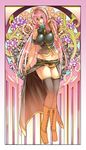  art_nouveau black_panties blue_eyes boots cameltoe flower highres impossible_clothes impossible_shirt long_hair megurine_luka navel panties puu_maru shirt skirt smile solo thighhighs underwear very_long_hair vocaloid 