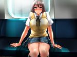  1girl blush breasts large_breasts sitting solo starworks 