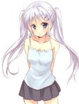  arms_behind_back blue_eyes long_hair maruki_(punchiki) original purple_hair simple_background sketch skirt smile solo twintails white_background 