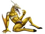 aska claws demon demoniccompendium flaccid horn male nude open_mouth penis plain_background precum reclining sitting skull solo tongue white_background 