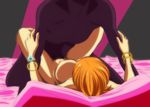  1girl bracelet breasts cahlacahla censored jewelry large_breasts leg_lock missionary nami nami_(one_piece) nude one_piece orange_hair sex short_hair vaginal 