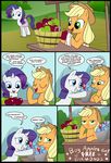  applejack_(mlp) bag blonde_hair blue_eyes buckets comic cowboy_hat diamonds duo english_text equine eyeshadow female feral freckles friendship_is_magic fruit gem green_eyes hair hat horn horse madmax makeup mammal my_little_pony outside pony rarity_(mlp) saddle_bag text unicorn 