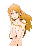  bad_id bad_pixiv_id breasts fang green_eyes kousaka_kirino long_hair medium_breasts nipples nude orange_hair ore_no_imouto_ga_konna_ni_kawaii_wake_ga_nai simple_background solo tamaoki_benkyou 