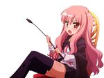  bad_id bad_pixiv_id cape chair crossed_legs long_hair louise_francoise_le_blanc_de_la_valliere miyasaka_takaji open_mouth pink_eyes pink_hair riding_crop simple_background sitting solo thighhighs white_background zero_no_tsukaima 