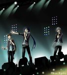  bishoujo_senshi_sailor_moon concert long_hair male_focus microphone multiple_boys music outstretched_arm sarashina_kau seiya_kou shirt singing t-shirt taiki_kou yaten_kou 