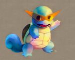  bad_deviantart_id bad_id blue_skin clothed_pokemon creature full_body gen_1_pokemon glitchedpuppet grey_background happy highres kamina_shades looking_away no_humans pokemon pokemon_(creature) shell signature smile solo squirtle standing sunglasses 
