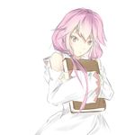  aerlai bare_shoulders book cosplay detached_sleeves final_fantasy guilty_crown highres hood hood_down long_hair pink_hair red_eyes solo twintails white_mage white_mage_(cosplay) yuzuriha_inori 