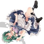  1girl blush character_request green_eyes green_hair maid s-syogo solo touhou 