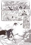  bandages battle comic die_(die0118) fang fiery_hair fish greyscale mahou_shoujo_madoka_magica monochrome ophelia_(madoka_magica) personification polearm ponytail sakura_kyouko spear translated weapon 