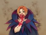  bad_id bad_pixiv_id black_eyes blood canislatrans capelet caster_(fate/zero) caster_(fate/zero)_(cosplay) cosplay fate/zero fate_(series) male_focus orange_hair solo uryuu_ryuunosuke 