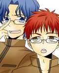  blue_hair emiya_shirou fate/stay_night fate_(series) glasses matou_shinji multiple_boys red_hair ronpaxronpa uniform 