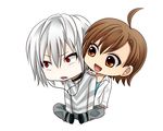  1girl accelerator ahoge brown_eyes brown_hair chibi last_order red_eyes reimei_(1988) to_aru_majutsu_no_index white_hair 