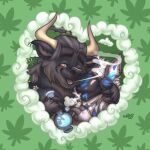 absurd_res anthro blunt bong bovid bovine drugs duo hi_res hug love machine male mammal marijuana marijuana_blunt marijuana_fumes marijuana_leaf naoto protogen romantic romantic_couple sergal