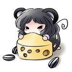  =_= animal_ears biting cheese chibi closed_eyes eating food mouse_ears mouse_tail nazrin seed solo sunflower_seed tail touhou yume_shokunin 