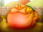 ambiguous_gender anthro belly belly_blush blush body_blush body_inflation bulging_eyes close_to_bursting green_shell hyper hyper_inflation inflation koopa koopa_troopa mario_bros motion_lines nintendo outside paytonpaytonpay scales scalie shell solo spherical_inflation swollen_cheeks tremble_spikes yellow_body yellow_scales