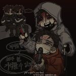  ... 4boys absurdres afraid_of_monsters beard_stubble black_gloves black_hair black_hoodie blood blood_from_forehead blood_on_face bloodshot_eyes body_markings brown_hair crazy_grin crossed_arms cry_of_fear david_leatherhoff dilated_pupils drugs dual_persona empty_eyes facial_hair fingerless_gloves full_body gloves goatee_stubble grey_hoodie gun gun_to_head gun_to_mouth handgun highres holding holding_gun holding_marker holding_weapon holding_wheelchair hood hood_down hood_up hoodie ju-san korean_text looking_at_another marker messy_hair multiple_boys pill pill_bottle red_hoodie short_hair simon_henriksson simon_henriksson_(book) sitting smile speech_bubble stubble the_addiction_(afraid_of_monsters) upper_body weapon wheelchair x 