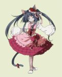  animal_ears bow cat_ears cat_tail dress furudo_erika kintaro pantyhose pink_bow solo tail twintails umineko_no_naku_koro_ni 