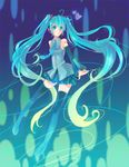  aqua_eyes aqua_hair detached_sleeves hatsune_miku heart legs long_hair necktie rin_gotarou skirt solo thighhighs twintails very_long_hair vocaloid 