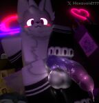 1:1 3d_(artwork) 3d_background absurd_res anthro arm_socks armwear balls bedroom_eyes big_balls big_penis blahaj blush bodily_fluids boy_kisser_(meme) claws clothing cum cum_drip cum_dripping_from_penis cum_on_penis digital_media_(artwork) dildo dildo_(bad_dragon) dripping ears_up elbow_gloves erection felid feline fur genital_fluids genitals glare_(lighting) glistening glistening_eyes glistening_genitalia glistening_penis gloves glowing glowing_cum gradient_penis handwear head_tuft hexavoid hi_res ikea knot knotted_penis legwear looking_at_viewer low-angle_view machine male mammal meme monster_energy_can monster_energy_logo narrowed_eyes neon_lights nude_anthro nude_male pawpads paws penis pink_penis presenting presenting_balls presenting_penis protogen purple_penis robloxian seductive sex_toy silly_cat_(mauzymice) smile smiling_at_viewer solo standing stockings tail thigh_highs tuft unusual_bodily_fluids unusual_cum unusual_genital_fluids white_balls white_body white_fur