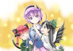  animal_ears black_eyes black_hair braid cat_ears cat_tail extra_ears hairband heart kaenbyou_rin komeiji_satori multiple_girls noose purple_eyes purple_hair red_hair reiuji_utsuho tail taiyaki_a third_eye touhou wings 