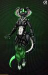 2025 absurd_res anthro black_body black_circus black_scales bottomwear breasts clothing cobra cybernetics cyborg digital_media_(artwork) female green_markings hi_res machine markings navel non-mammal_breasts pants reptile scales scalie snake solo topwear ventral_scales viroveteruscy white_body white_eyes white_scales zephesi_zsecil