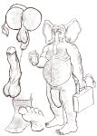 anthro anus backsack balls beverage big_penis bodily_fluids body_hair clothing coffee coffee_cup container cup elephant elephantid feet foot_fetish footwear foreskin genital_fluids genitals hair hi_res male mammal matthewstiffer mature_anthro mature_male muscular nails overweight penis precum proboscidean sketch socks soles solo spread_anus spreading vein veiny_penis