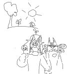 anthro blehgoobbyhere building candy clothing dessert duo feral flower food generation_4_pokemon generation_9_pokemon hand_holding headgear headwear house innocence innocent_expression innocent_smile lollipop lucario male male/male mammal meowscarada nintendo plant pokemon pokemon_(species) samu_(sincastermon) spikes sun toastedeh tree vine_(sincastermon)