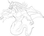abs anthro apode digital_media_(artwork) draconcopode dragon hair hi_res horn hybrid legless male mask muscular muscular_anthro muscular_male mythological_creature mythological_scalie mythology naga nude pecs scalie serpentine solo tail wearing_mask wings