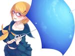  bad_id bad_pixiv_id blonde_hair blue_eyes blush f-cla glasses hair_ornament hairclip kagamine_rin moon red-framed_eyewear school_uniform serafuku short_hair sky sky_print solo star_(sky) starry_sky starry_sky_print umbrella vocaloid 