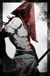  abs bad_id bad_pixiv_id banned_artist blood highres male_focus muscle pyramid_head s_tanly silent_hill solo 